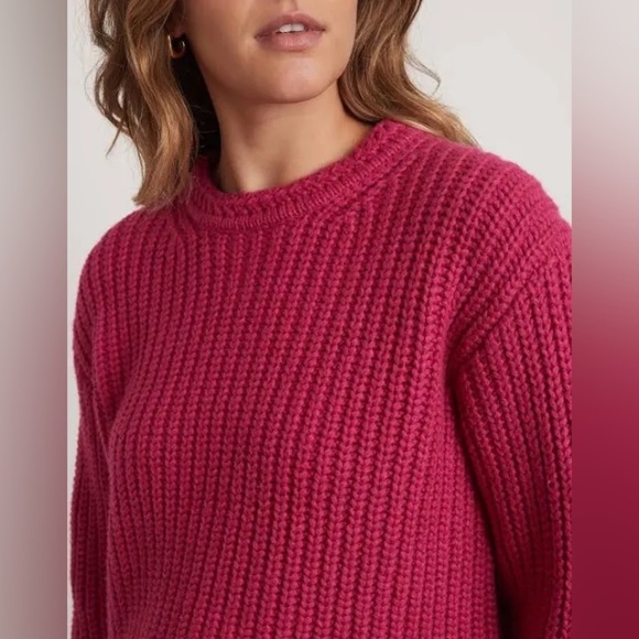 Marine Layer Chunky Oversized Crewneck Sweater Size XS Pink Rose Violet - Picture 4 of 13